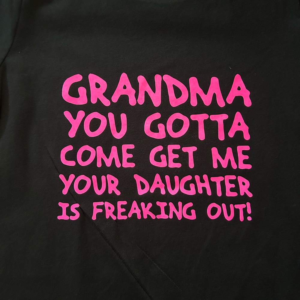 Black Kids Tee with Pink Text